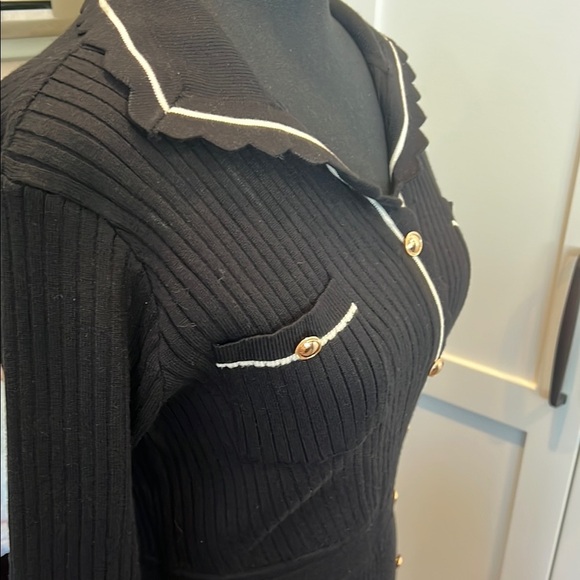 NWT BURRYCO Black Dress with White Accents - Picture 5 of 6